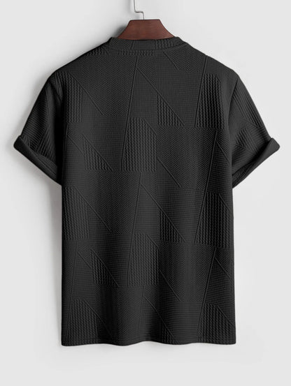 ZAFUL Geometric Textured Short Sleeves Basic T-shirt