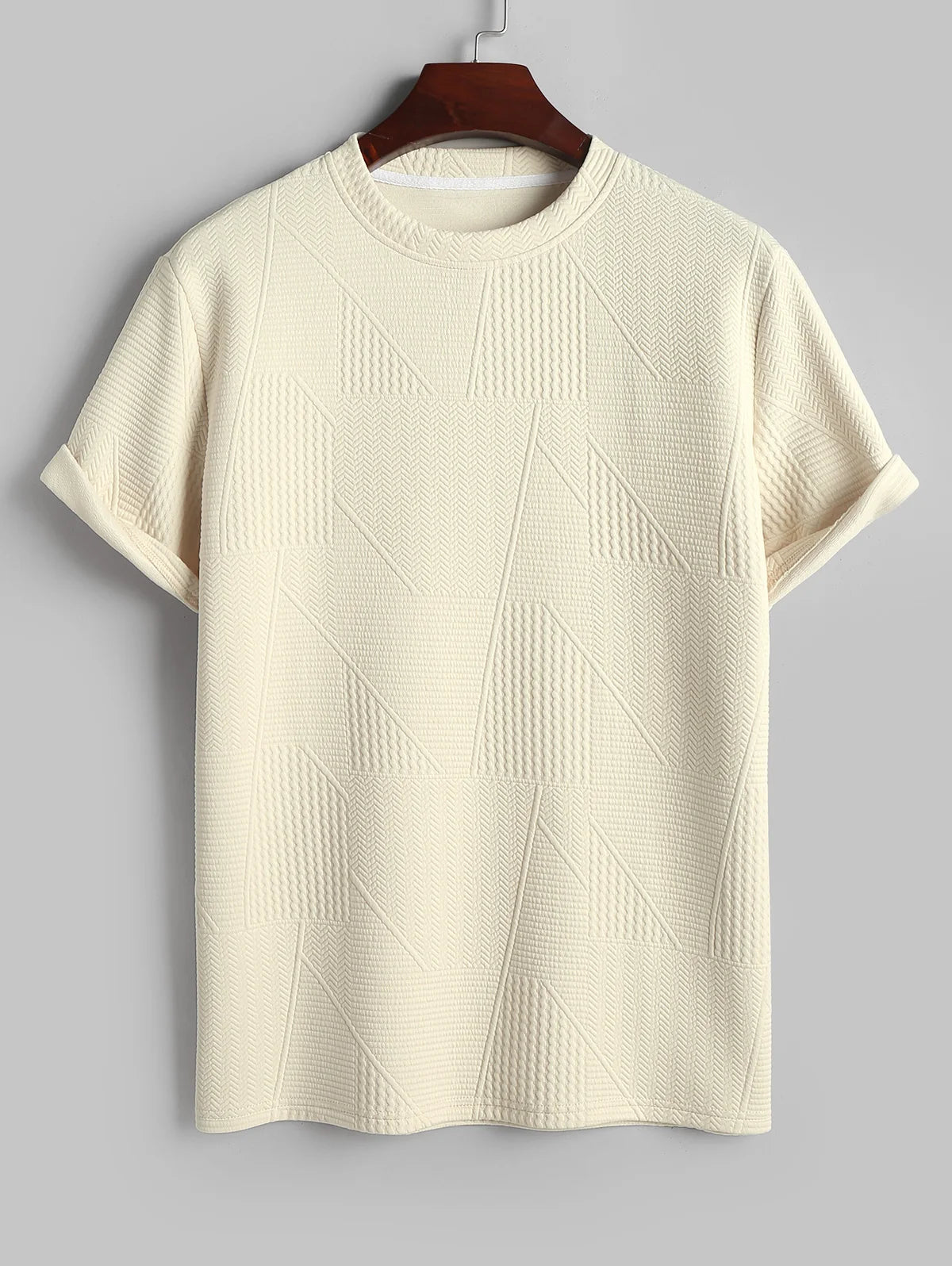 ZAFUL Geometric Textured Short Sleeves Basic T-shirt