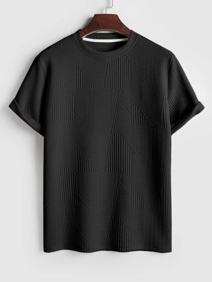 ZAFUL Geometric Textured Short Sleeves Basic T-shirt