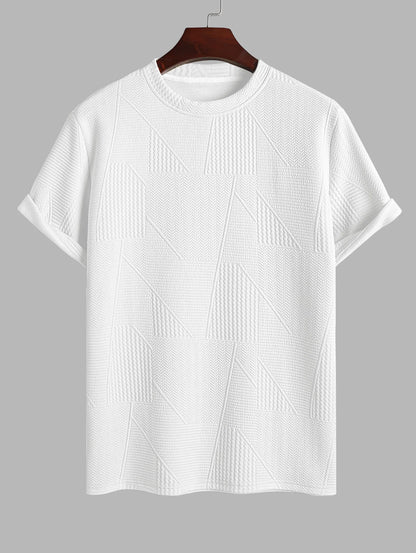 ZAFUL Geometric Textured Short Sleeves Basic T-shirt