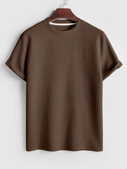 ZAFUL Geometric Textured Short Sleeves Basic T-shirt