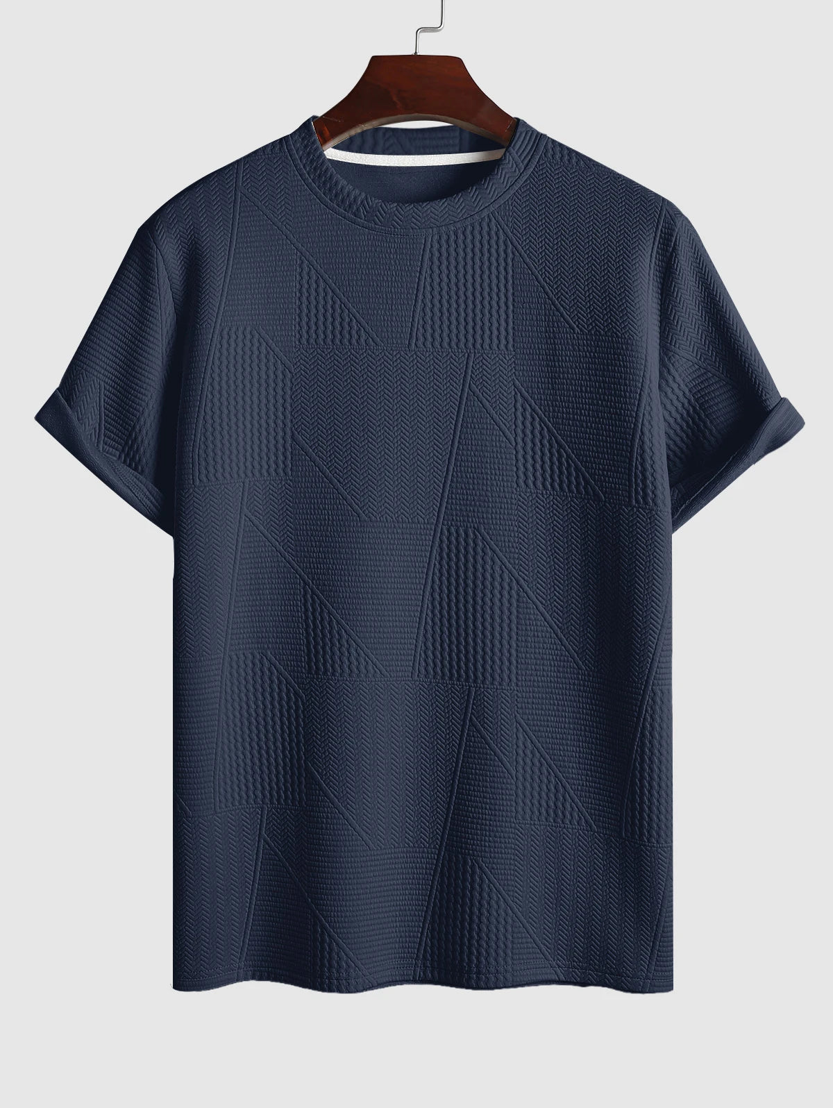 ZAFUL Geometric Textured Short Sleeves Basic T-shirt